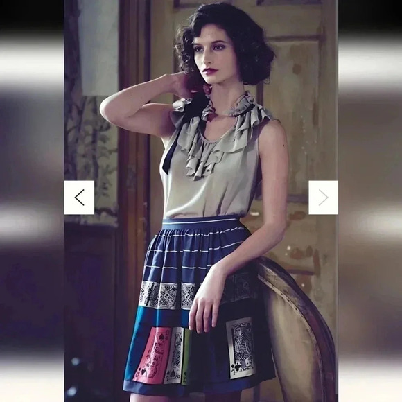 Anthropologie Pinochle Playing card Skirt - Picture 3 of 7